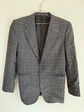 Valentino Gray Plaid Wool Blazer